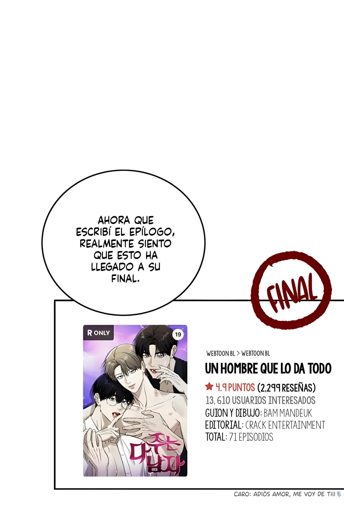 Manhwa BL Español – Leer Yaoi Online Gratis en es.mi2manga.com Un hombre que lo da todo - Capítulo 70b manhwa
